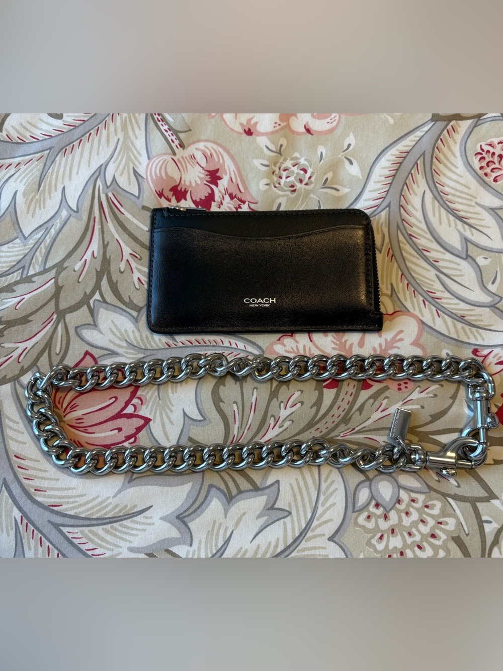 Coach New York Zip Card Case & Chain Strap